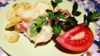 Очень вкусное мясо под шубой запеченное в духовке Очень вкусное мясо под шубой запеченное в духовке