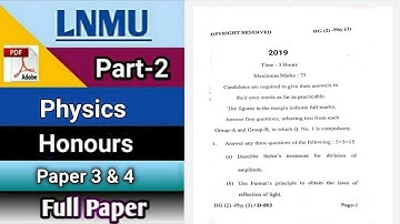 Lnmu bsc part 2 physics honours paper 2019