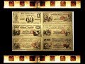 1875&#39;s America Banknote. Sets 7 pieces Dollar Banknote in 24k Gold And Silver Plated