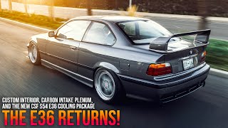 The S54-Swapped E36 Returns! More Best-of-the-Best Parts (Interior, Carbon Intake, and Cooling!)