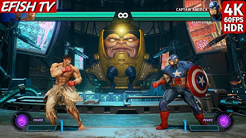 Ryu & Chun-Li vs Captain America & Black Widow (Hardest AI) - Marvel vs Capcom: Infinite