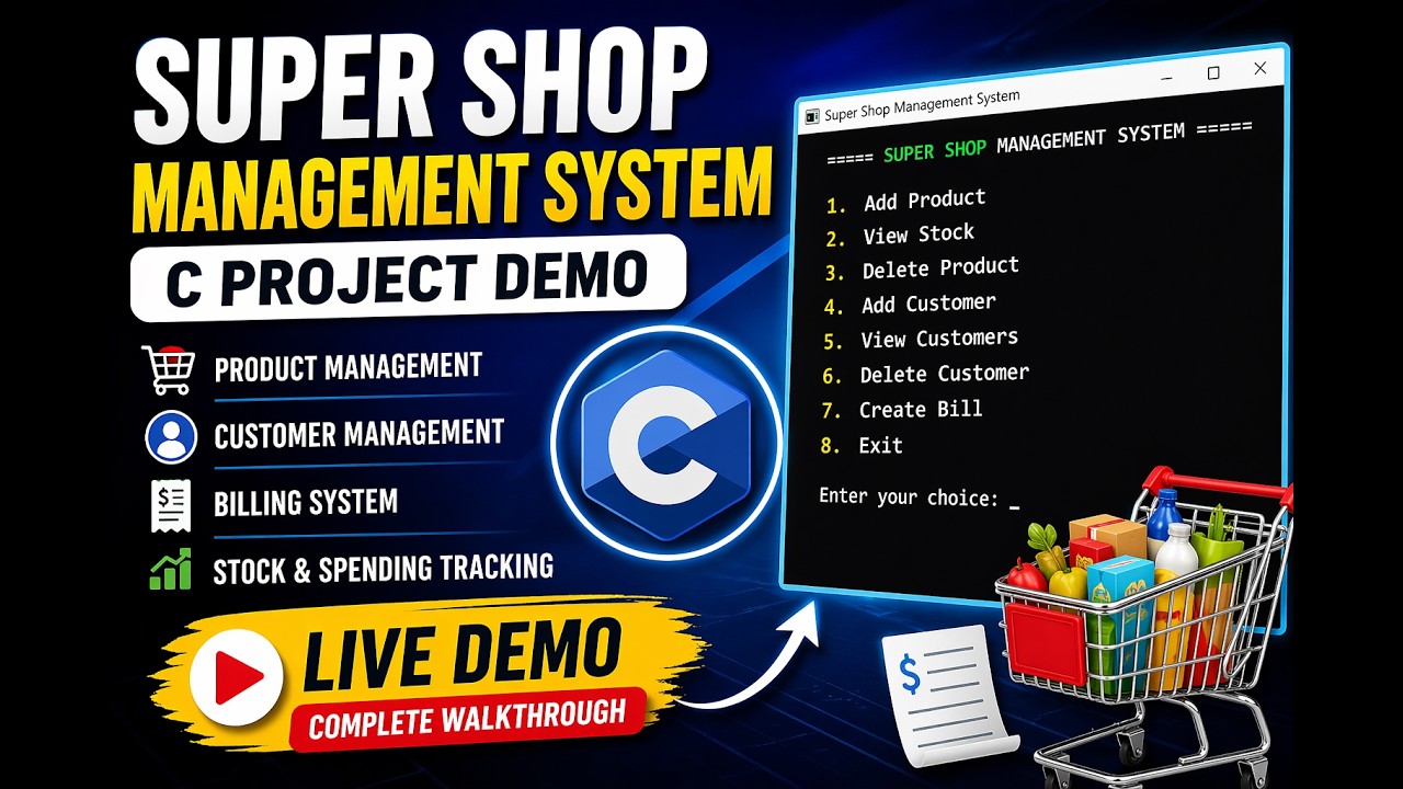 Super Shop Management System (C Project Demo) - YouTube
