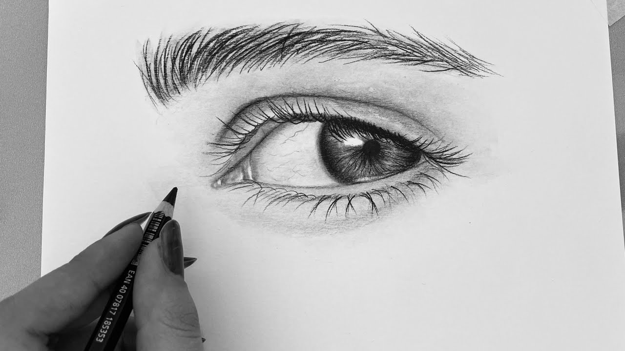 نقاشی سیاه قلم از چشم با یک مداد : آموزش نقاشی این چشم