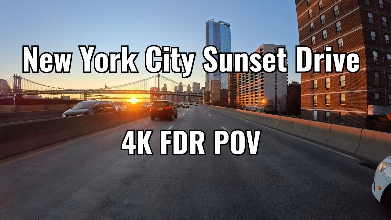 4k New York City Sunset Drive | FDR POV