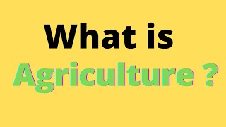What is agriculture ?