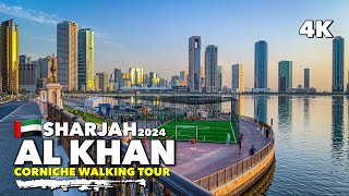 🇦🇪Sharjah, Beautiful Al Khan Corniche Sharjah - Walking Tour 4K
