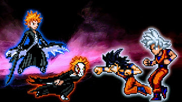 Ichigo V4 OP & Ichigo Fullbringer VS Goku V5 LB & Goku DBS 3.5 OP in Jump Force Mugen