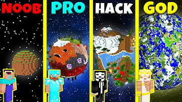 Minecraft Battle: NOOB vs PRO vs HACKER vs GOD: INSIDE PLANET BASE HOUSE BUILD CHALLENGE / Animation