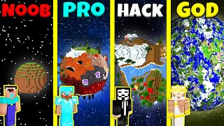 Minecraft Battle: NOOB vs PRO vs HACKER vs GOD: INSIDE PLANET BASE HOUSE BUILD CHALLENGE / Animation