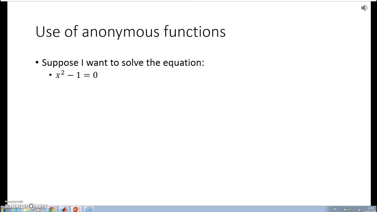 Anonymous Functions Matlab