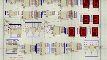 Simulação Proteus de um circuito somador completo utilizando o CI 7483.