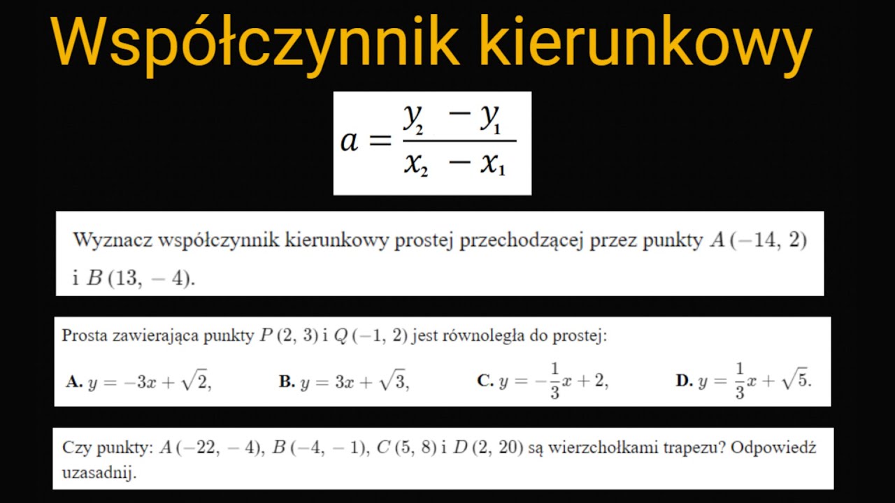 Funkcja liniowa - współczynnik kierunkowy - YouTube