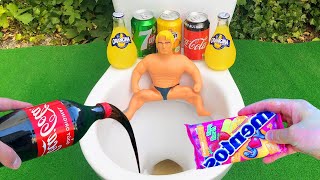 Experiment !! Stretch Armstrong VS Cola, Sprite, Pepsi, Yedigün, Mtn Dew and Mentos in toilet