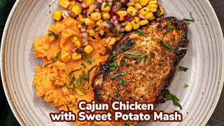 Cajun Chicken with Sweet Potato Mash and Corn Salsa Recipe screenshot 3