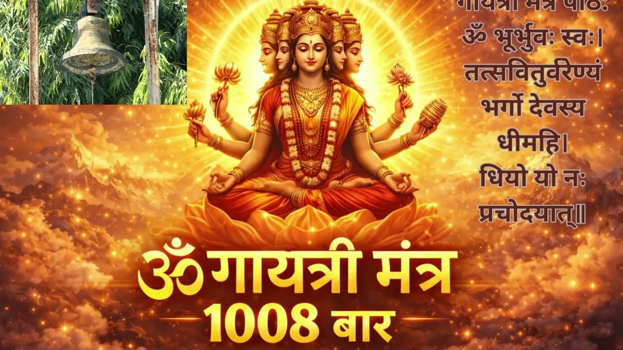 🕉️ गायत्री मंत्र 1008 बार   Powerful Gayatri Mantra Jap   Shanti & Positivity