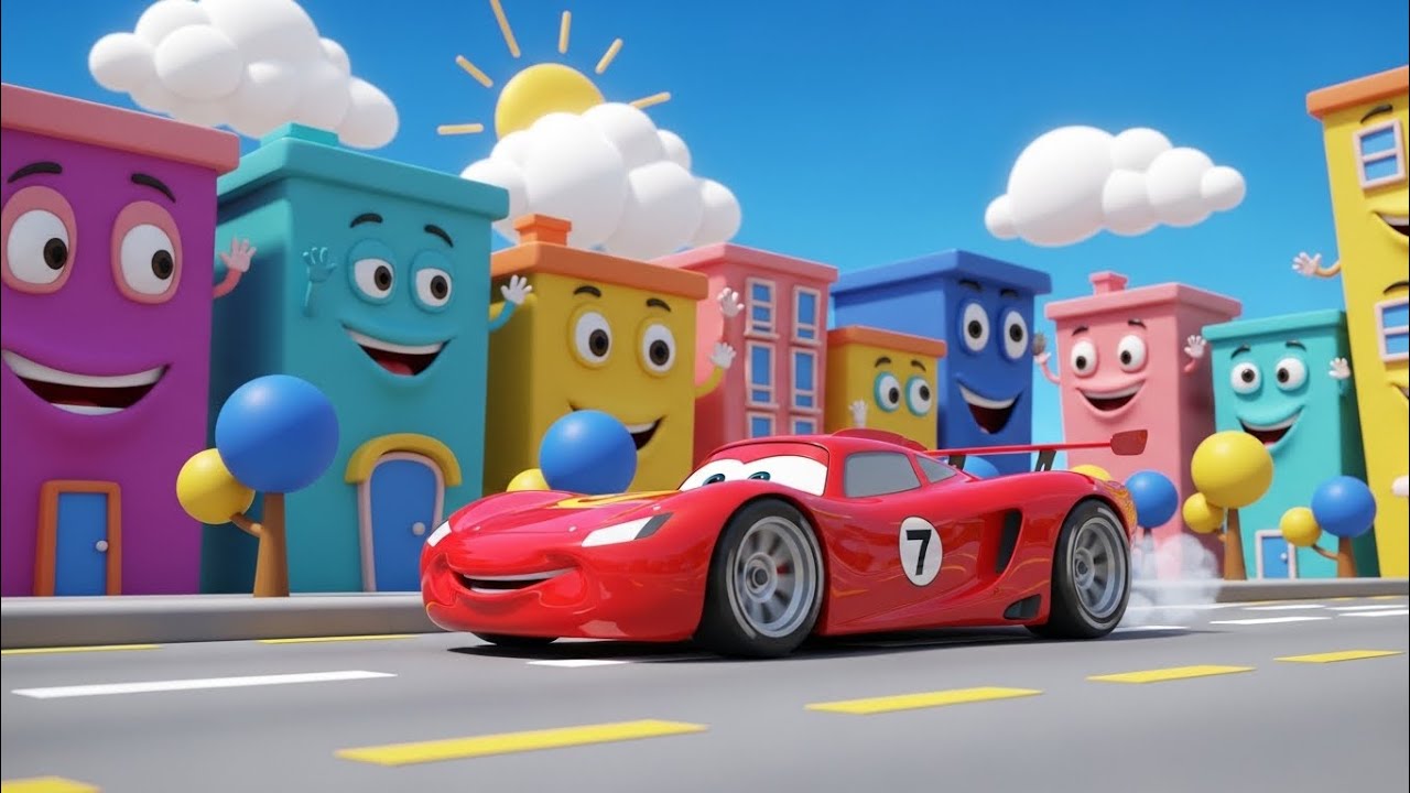 Red Little Racer Cars 🚗 | Fun Racing Song for Preschool Kids | Animated Vehicle Song