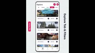 Explore Tab + Filters: Tripio App Preview screenshot 1