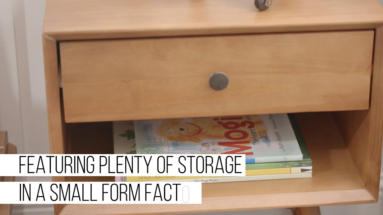 Mid Century 1 Drawer Solid Wood Nightstand - Caramel