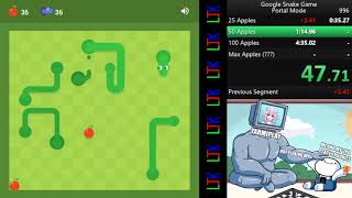 Google Snake speedrun - Portal Mode 50 Apples 1.16.93