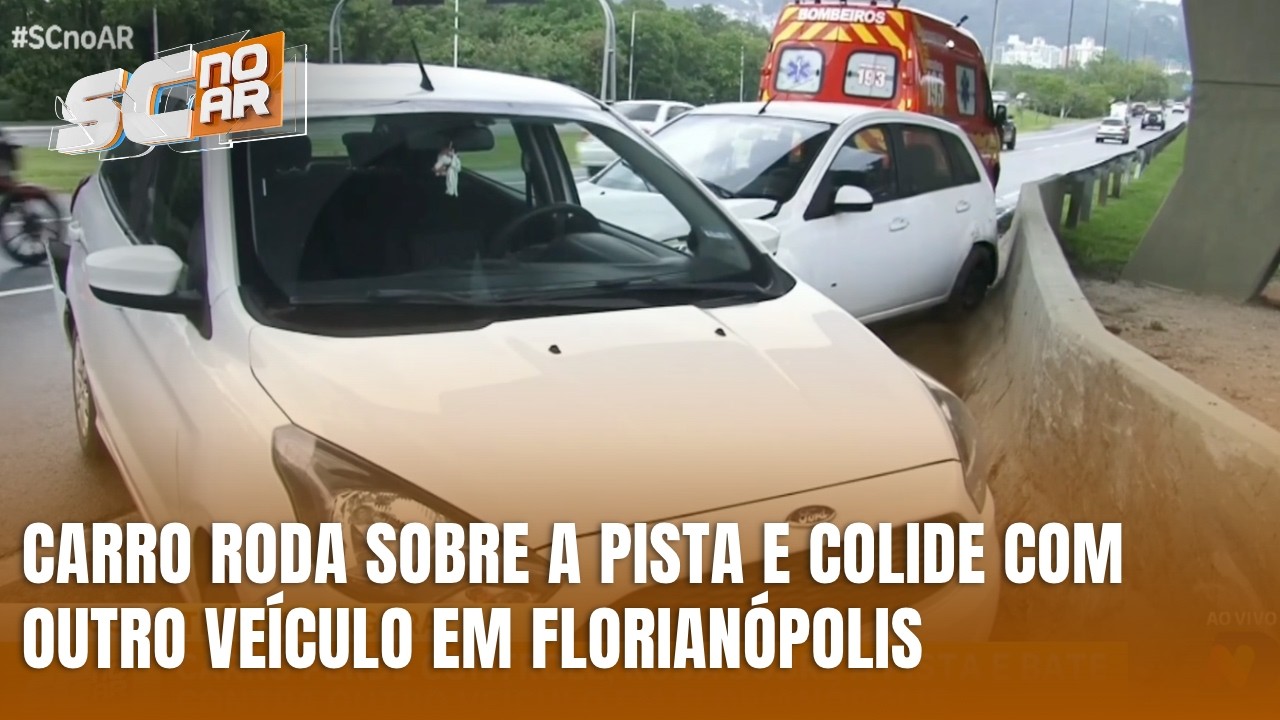 Carro perde o controle, roda na pista e bate contra outro veículo em Florianópolis