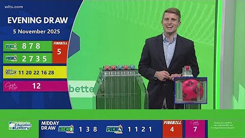 Evening SC winning lottery numbers for November 5, 2025