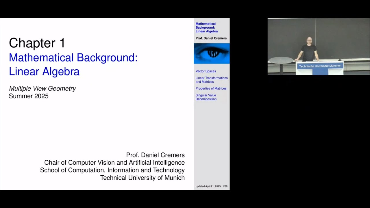 MVG - Lecture 03: Mathematical Background - Linear Algebra (Part 2)