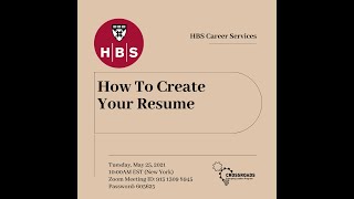Crossroads Skillbuilding Workshop: Building your Resume Hosted by HBSchool Career Services