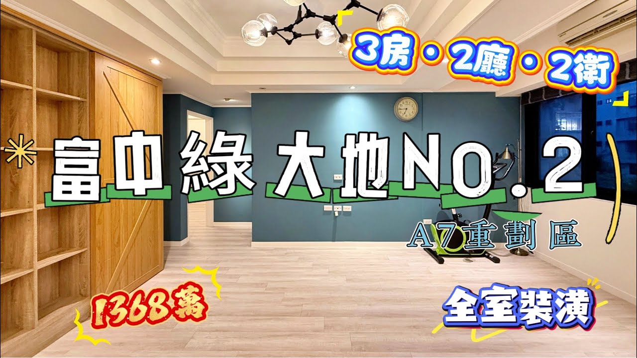 A7重劃區｜富中綠大地NO.2｜一層二戶｜長樂公園旁｜總價1368萬｜權狀37.986坪