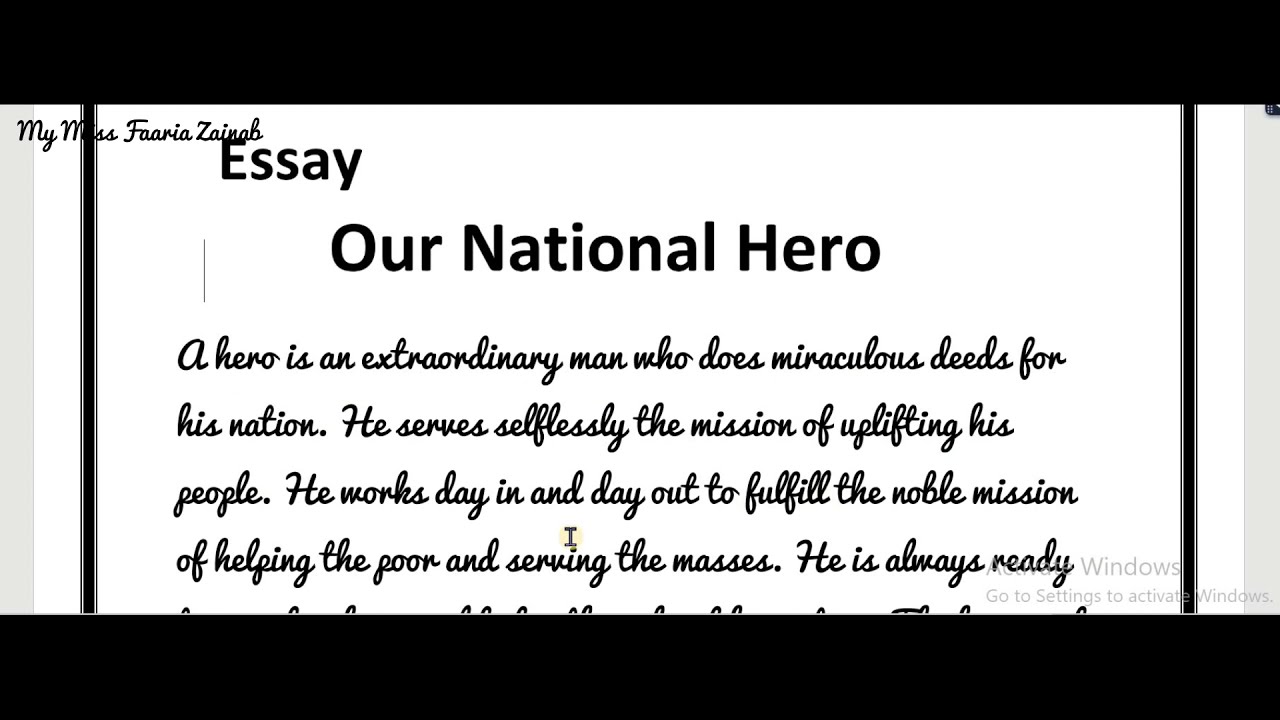 write an essay on any one of our national heroes