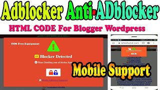 Adblocker Anti ADblocker html Code Desktop Mobile Browser Supported For Website #GSM_Free_Equipment