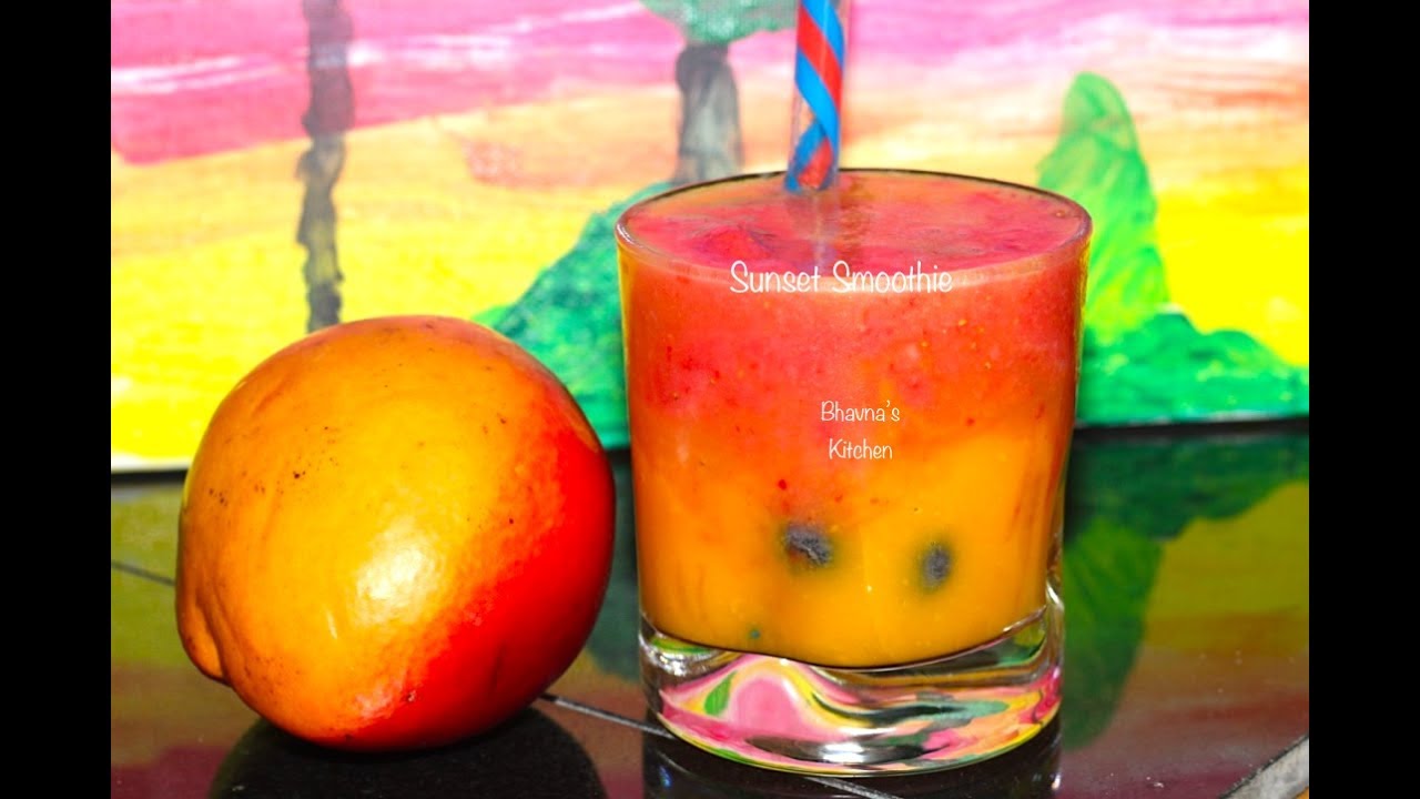 Sunset Smoothie Video Recipe | Mango Strawberry Slushes | Bhavna