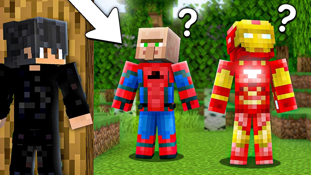 Hide and Seek with SUPERHEROES in Minecraft!
