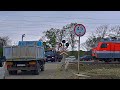 RailWay. Russian Railroad Crossing without restrictive barriers. Drivers ignored crossing signals