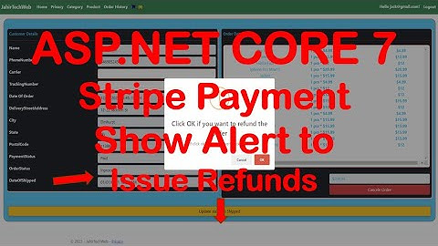 Asp.net Core 7 Web App Part 38. Stripe Payment- How to issue a Refund and show a Refund alert.