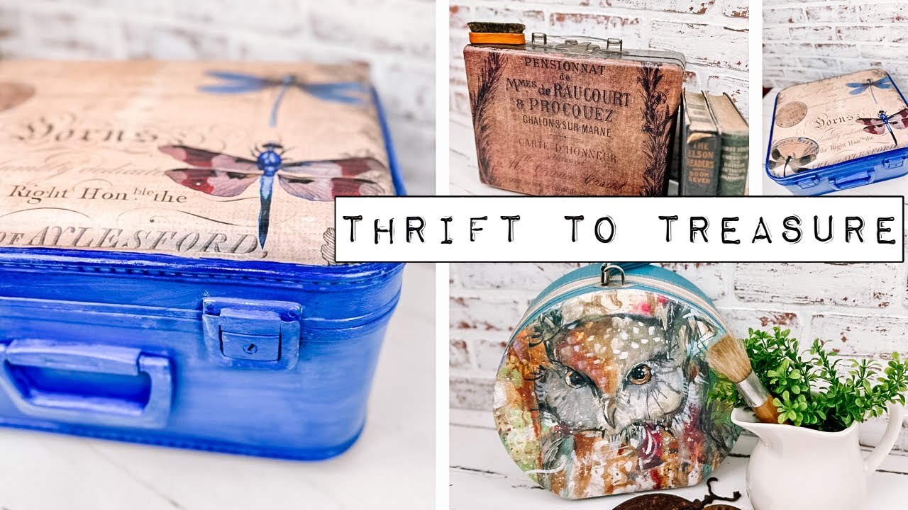 Thrift to Treasure - Upcycled 3 Vintage Suitcases using Roycycled Decoupage Papers - Thrift Flips