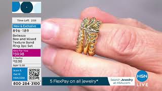 Bellezza Bronze Bee and Mixed Texture Band Ring 3piece S...