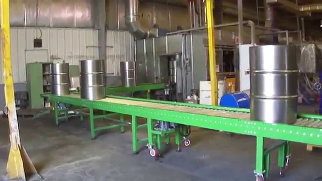 Power Roller Conveyor For Drum Industries YouTube