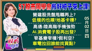 鮑爾意外高鴿台股迎利多？AI大軍缺料行情再起？世界先進谷底翻揚噴漲！營建股有ETF換股行情？窄基指數讓台積利空出買點？神山月線下是甜甜價？【57股市同學會】 2024/05/02｜GMoney