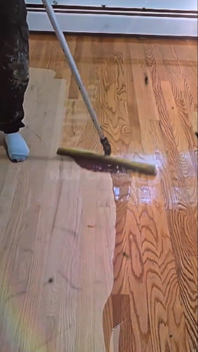 Coating wooden floors using resin liquid, so that they are shiny and durable.#shorts #construction