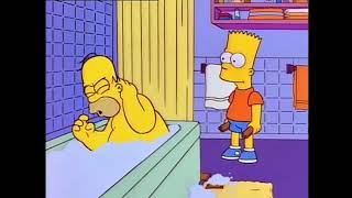 Bart hits Homer with a chair but it's Tainted Love