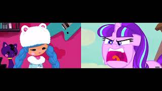 Mittens fluff n stuff and starlight glimmer has a Sparta teapsp v2 remix comparison