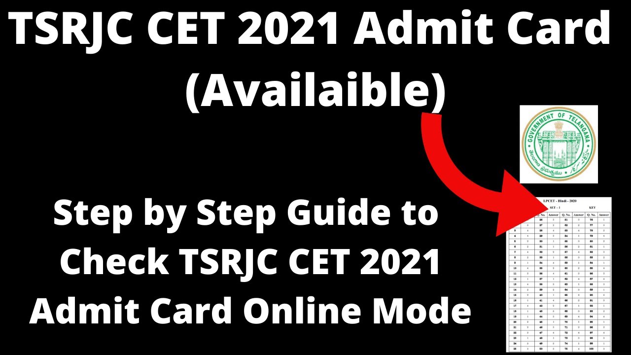 TSRJC CET 2021 Admit Card (Available) - How to Download TSRJC CET 2021 Admit card Online Mode