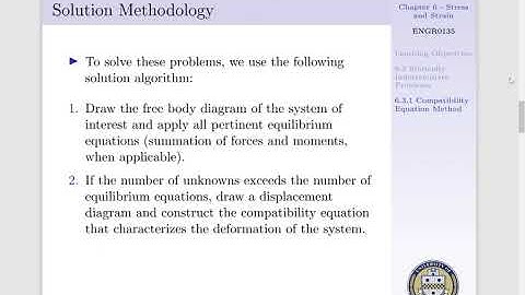 Lecture 19 - Statically Indeterminate Systems = Compatibility Equation Method