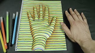 رسم يد ثلاثية الابعاد | كيف ترسم يد ثري دي بالخطوط