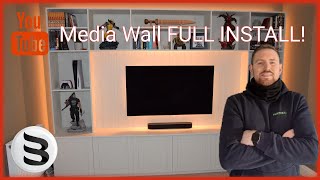 TV Media Wall Installation! Time lapse! Life of a Carpenter! The end product is AMAZING!!