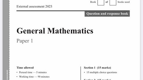 General Maths QCAA external exam 2023 paper 1 - Q16-25