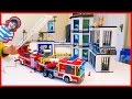 Lego City Police Station and Fire Truck Time Lapse Build