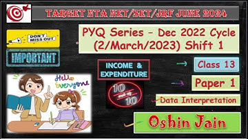 Paper 1 ACE IN DI ~ Income & Expenditure #DataInterpretation - 2 MARCH 2023 - Shift 1 #ntaugcnetjrf