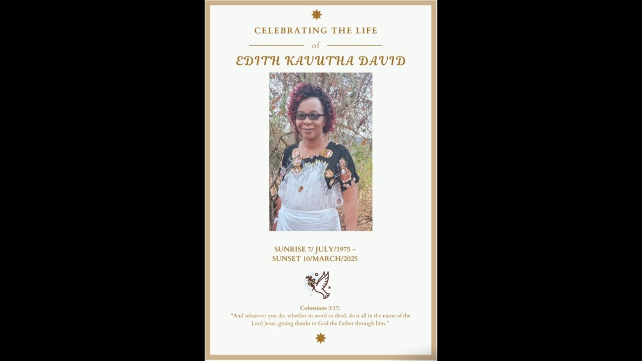 Edith N David CELEBRATING THE LIFE OF EDITH KAVUTHA DAVID - YouTube