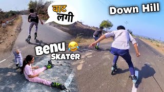 आज Skating Girl Benu से मिलो 😅 // Down Hill Skating / Vishal Skater